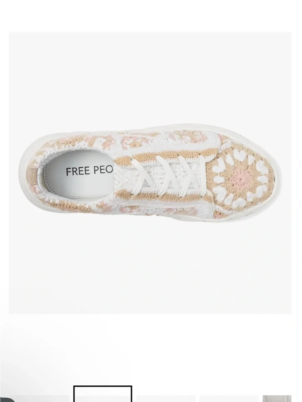 Free People Catch Me Uf You Can Crochet Knit Lace-Up Sneakers in Cream and Blush
